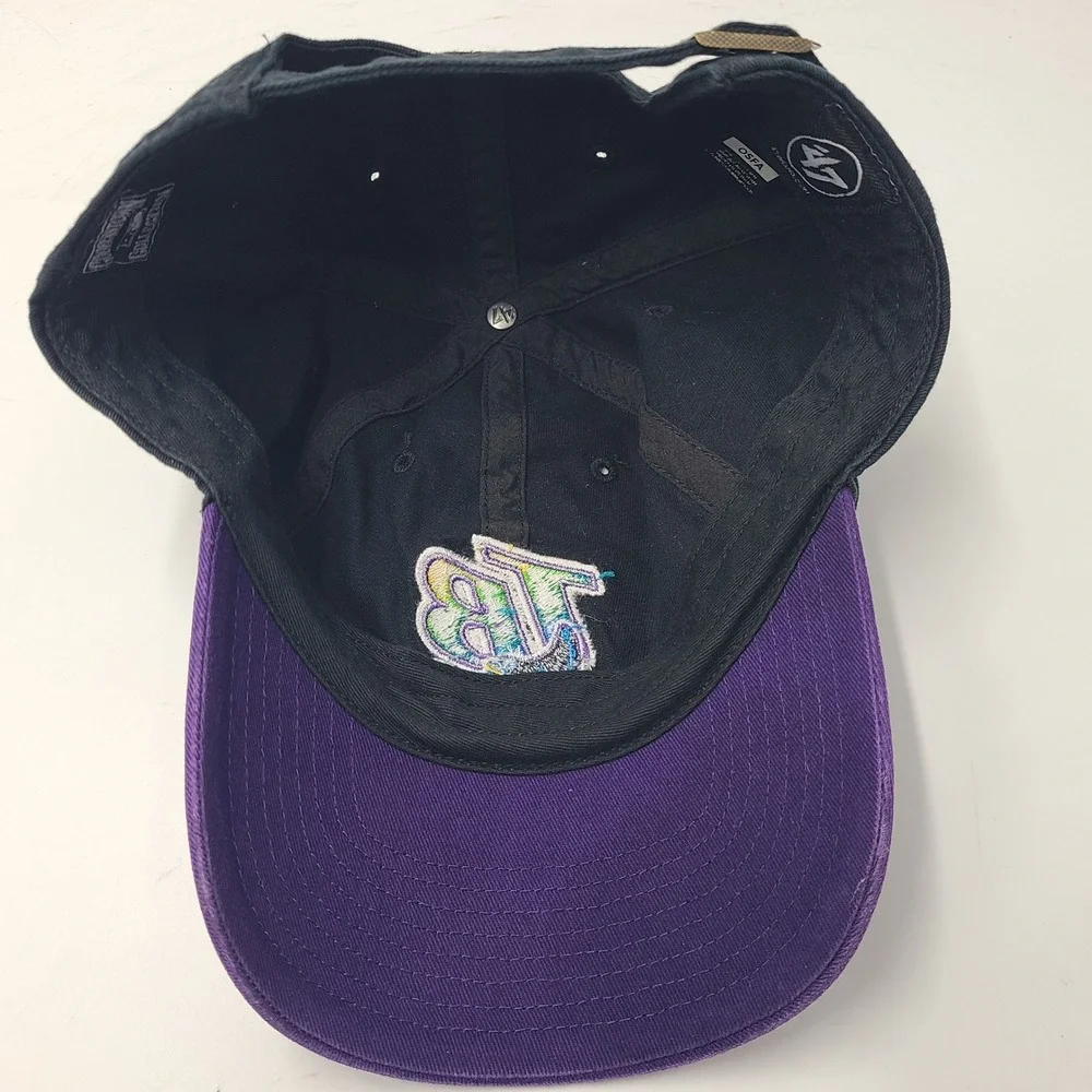 Tampa Bay Devil Rays Hat Strapback 47 Brand Clean Up Black Purple Cooperstown